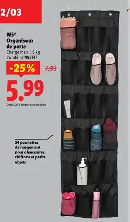 Lidl W5 Organiseur de porte offre