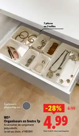 Lidl W5 Organiseurs en feutre 7p offre