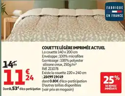 Auchan Couette légère imprimée actuel offre