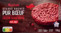 Auchan Auchan steaks hachés pur bœuf façon bouchère 15% mg surgelés auchan offre