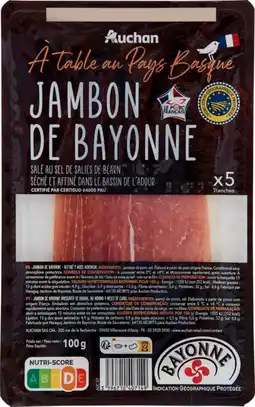 Auchan Auchan jambon de bayonne igp auchan à table offre