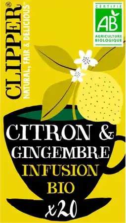 Auchan Supermarché Clipper infusion bio citron gingembre clipper offre