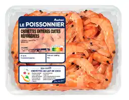 Auchan Supermarché Sans marque crevettes entières cuites réfrigérées offre