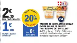 E.Leclerc Nos regions ont du talent yaourts de haute-savoie au lait entier sur lit de fruits offre