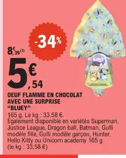 E.Leclerc Bluey oeuf flamme en chocolat avec une surprise offre