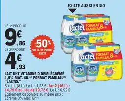 E.Leclerc Lactel lait uht vitamine d demi-écrémé format familial offre