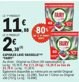 E.Leclerc Fairy capsules lave vaisselle offre