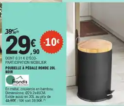 E.Leclerc Frandis poubelle à pédale ronde 20l noir offre