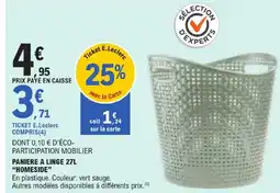 E.Leclerc Homeside panière à linge 27l offre