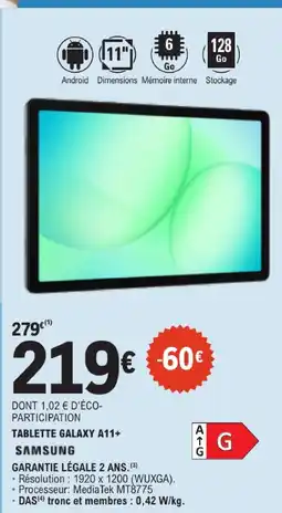 E.Leclerc Samsung tablette galaxy a11+ offre