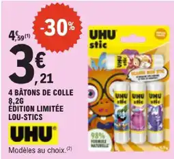 E.Leclerc Uhu 4 bâtons de colle 8.2 g édition limitée lou-stics offre