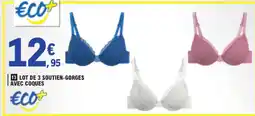 E.Leclerc Eco+ lot de 3 soutiens-gorge avec coques offre