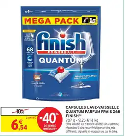 Intermarché FINISH Capsules lave-vaisselle quantum parfum frais x68 offre