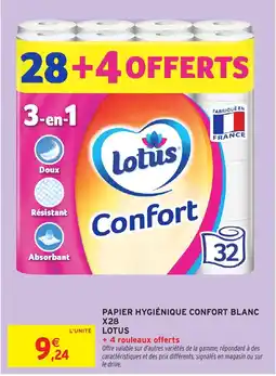 Intermarché LOTUS Papier hygiénique confort blanc x28 offre