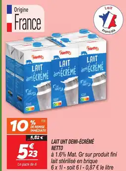 Netto NETTO Lait uht demi-écrémé offre