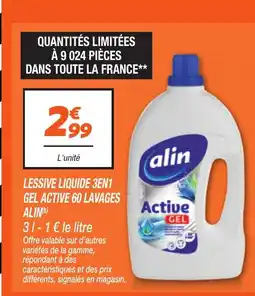 Netto ALIN Lessive liquide 3en1 gel active 60 lavages offre