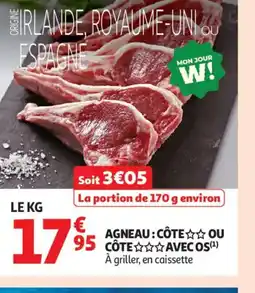 Auchan Supermarché Agneau: côte ou côte avec os offre