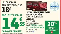 Auchan Supermarché AUCHAN Steaks hachés pur boeuf façon bouchère 15% mg surgelés offre