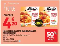 Auchan Supermarché MARIE Macaroni boulette au boeuf sauce tomate offre