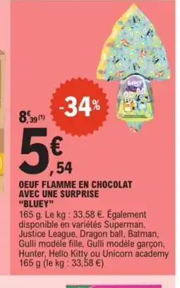 E.Leclerc Express BLUEY Oeuf flamme en chocolat avec une surprise offre