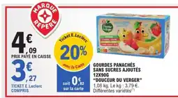 E.Leclerc Express DOUCEUR DU VERGER Gourdes panachés sans sucres ajoutés offre