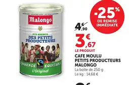 Bi1 MALONGO Cafe moulu petits producteurs offre
