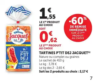 Bi1 JACQUET Tartines p'tit dej offre