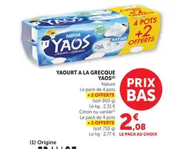 Bi1 YAOS Yaourt a la grecque offre