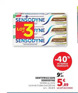 Bi1 SENSODYNE Dentifrice soin offre