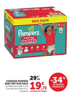 Bi1 Changes pampers baby dry duo pack offre