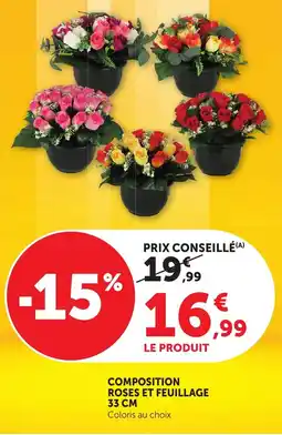 Bi1 Composition roses et feuillage offre