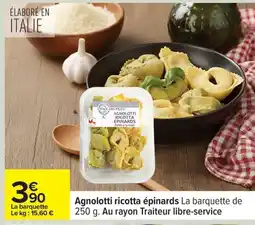 Carrefour Agnolotti ricotta épinards offre