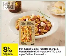Carrefour Plat cuisiné familial radiatori chorizo & fromage Italien offre