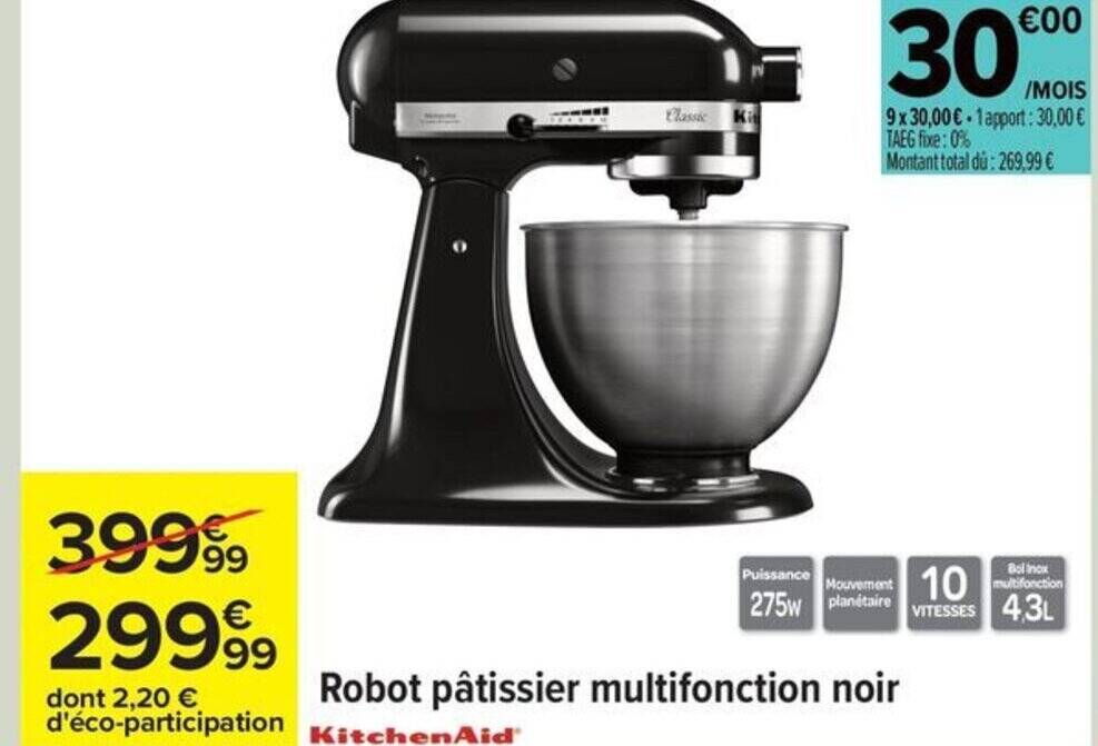 Robot Multifonction KitchenAid Noir 5KFP0719EOB - Bol, Hachoir, Poignée, état Fonctionnel