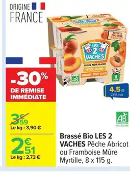 Carrefour LES 2 VACHES Brassé Bio offre