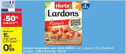Carrefour HERTA Lardons conservation sans nitrite offre