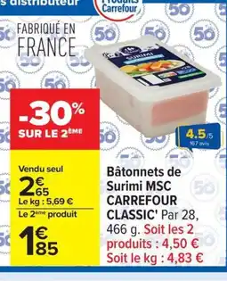 Carrefour CARREFOUR CLASSIC Bâtonnets de Surimi MSC offre