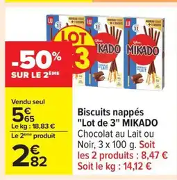 Carrefour MIKADO Biscuits nappés Lot de 3 offre