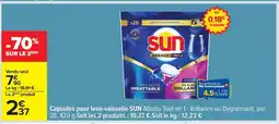 Carrefour SUN Capsules pour lave-vaisselle offre
