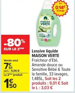 Carrefour MAISON VERTE Lessive liquide offre