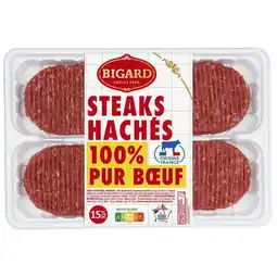 Carrefour Bigard 8 steaks hachés pur bœuf 15% m.g. bigard offre