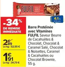 Carrefour Drive Barre protéinée avec vitamines offre