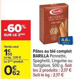 Carrefour Drive Barilla - pates au blé complet offre