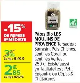 Carrefour Drive Pâtes bio les moulins de provence offre