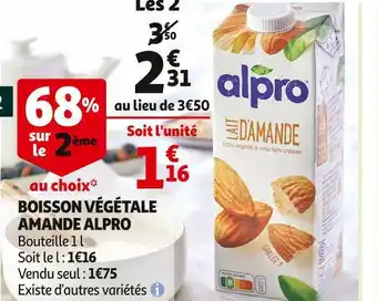Auchan Alpro boisson végétale amande offre