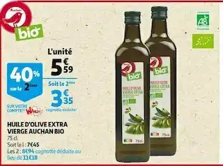 Auchan Auchan bio huile d'olive extra vierge offre
