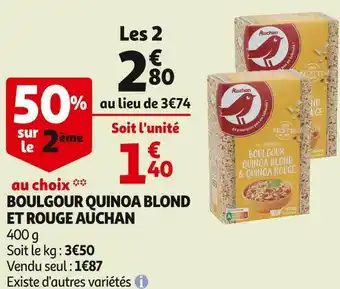 Auchan Auchan boulgour quinoa blond et rouge offre