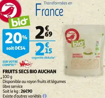 Auchan Auchan fruits secs bio offre