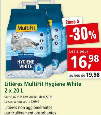 Maxi Zoo Multifit litières hygiene white offre