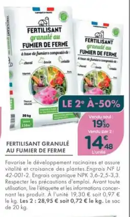 Point Vert Fertilisant granulé au fumier de ferme offre